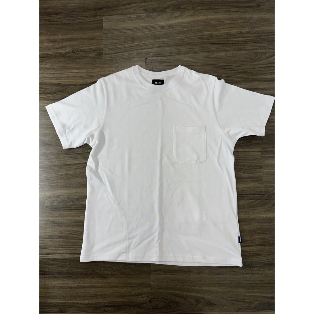 Beams White Crew Neck Sz M With Pocket On Back Streetwear